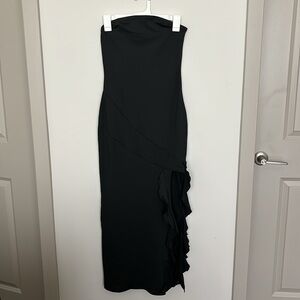 Brand New SHEIN Black Dress with Ruffle Slit